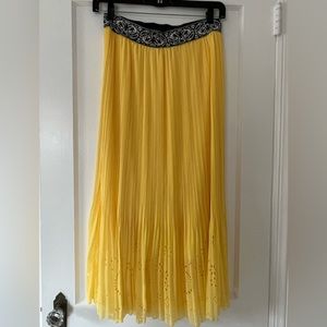 Yellow BOHO pleated lined maxi skirt by Magic Medium